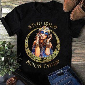 Stay Wild Moon Child Hippie Spiritual Boho Aesthetic Graphic T-Shirt